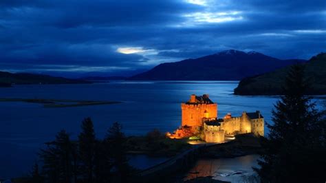 🥇 Eilean Donan Castle Scotland Houses Lakes Night Wallpaper 141345