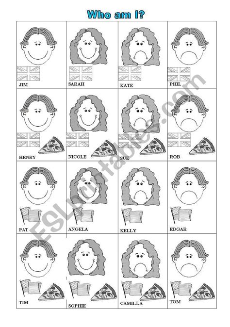 Who Am I Activity Sheet And Instructions Esl Worksheet By Nishy