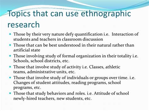 Ethnographic Research