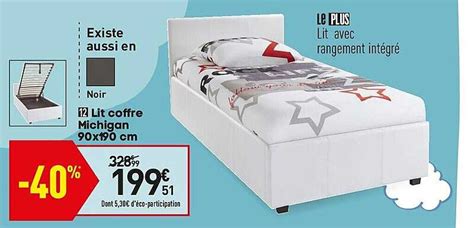 Promo Lit Coffre Michigan 90 X 190 Cm Chez Conforama ICatalogue Fr