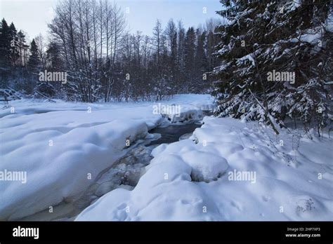 Winter River Scene Stock Photo Alamy