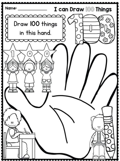 Beforehand, cut various colors of construction paper into small to medium pieces. Free Printable 100 Days Of School Coloring Pages