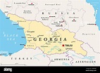 Georgien, politische Karte, mit Hauptstadt Tiflis, und internationale ...