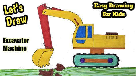 How To Draw Excavator Easy Learn To Draw Jcb For Kids Belajar