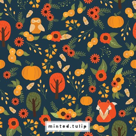 Foxy Fall Digital Paper Collection Set Of 10 In Navy Burnt Sienna
