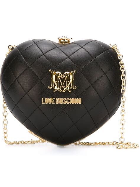 Love Moschino Quilted Heart Clutch Bag In Black Lyst