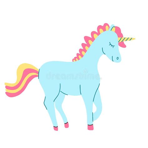 Blue Unicorn In Cartoon Style Stock Vector Illustration Of Mane