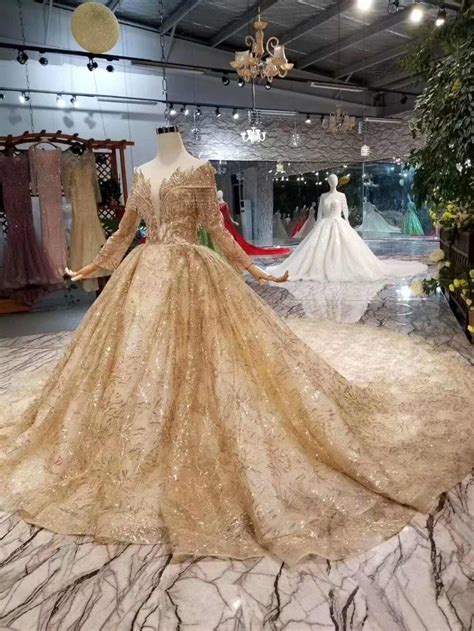 Hands Bridal Gold Luxury Arabic Wedding Dress Ball Gown Lace Wedding Dresses Dubai Bride Dresses
