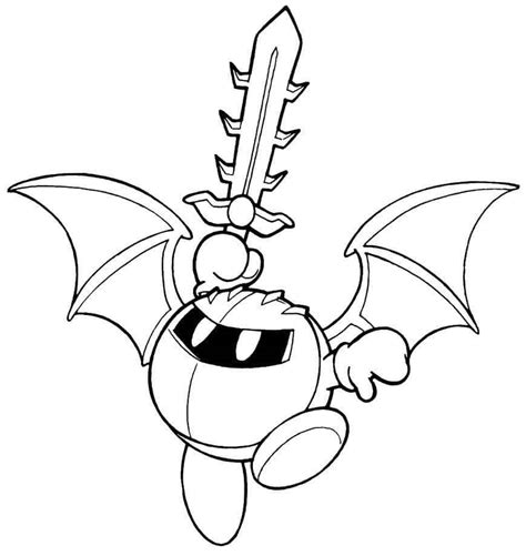 Caballero Kirby Con Espada Para Colorear Imprimir E Dibujar