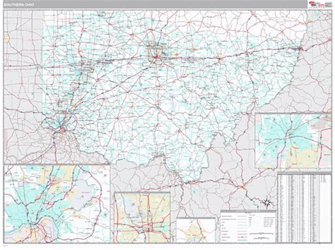 Ohio Southern Wall Map Premium Style By Marketmaps