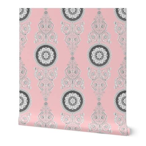 Neoclassical Damask ~ Dauphine Pink And Wallpaper Prepasted Wallpaper