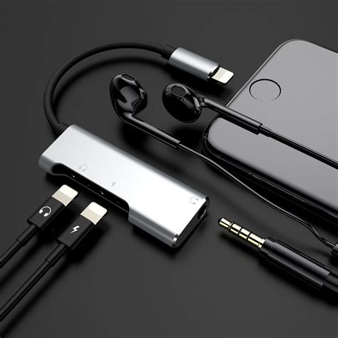 Portable Dual Lightning Adapter Splitter Lightning To 35 Mm Headphone