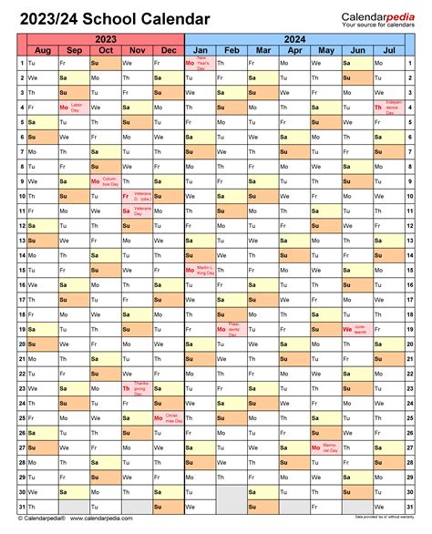 2024 School Calendar Template Easy To Use Calendar App 2024