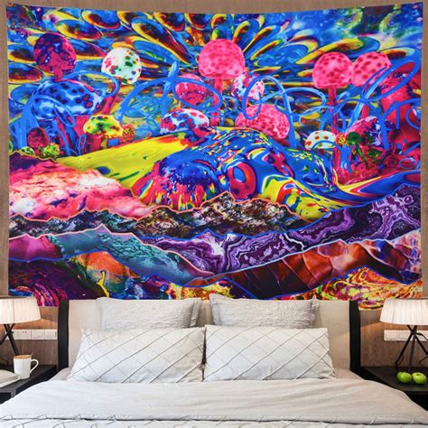 Psychedelic Mountain Tapestry Trippy Mushroom Tapestry
