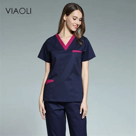 Viaoli 2017 New Womens Short Sleeved Medical Scrub Uniform Suits