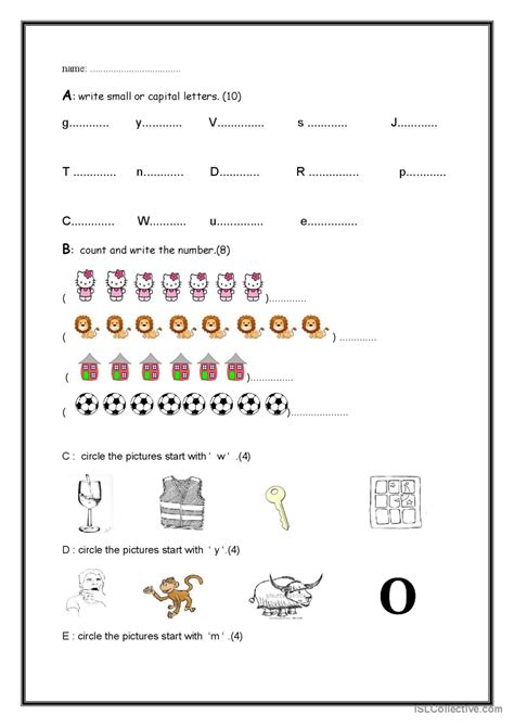 Esl Worksheets For Numbers And Alphabet