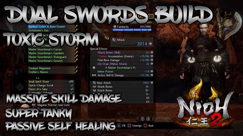 Nioh 2 Dual Swords Build Toxic Storm Youtube