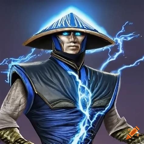 Artwork Of Raiden From Mortal Kombat Using Blue Lightning On Craiyon
