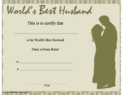 Worlds Best Husband Certificate Printable Certificate Best Husband