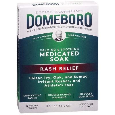 Domeboro Medicated Soak Rash Relief Burows Solution Powder Packets
