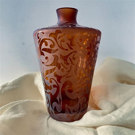 Michael Weems Etched Glass Elise Vase Etsy