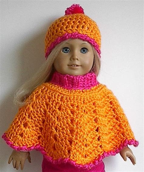 American Girl Doll Crocheted Poncho And Hat In By Lavenderlore
