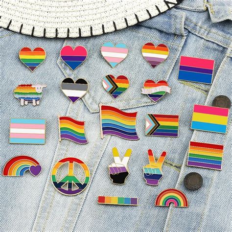 Lgbtq Custom Enamel Pins Pride Lesbian Gay Rainbow Flag Brooch Pansexual Asexual Bisexual