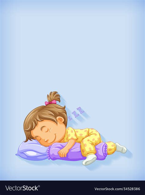 Cute Girl Sleeping Cartoon Character Isolated Vector Image