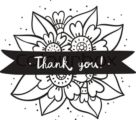 Black Flowers Thank You On A Ribbon Stock Vector Colourbox