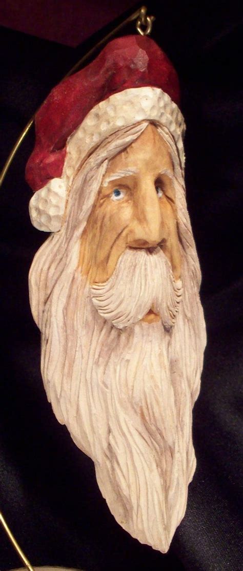 Hand Carve Old World Santa Ornament Folk Art Wood Carving Faces