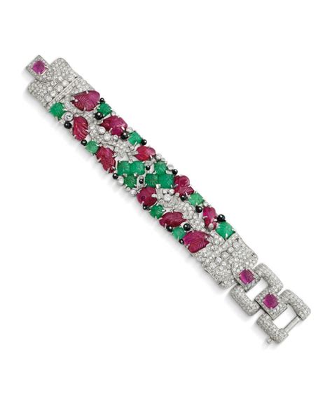 Magnificent Art Deco Multi Gem ‘tutti Frutti Bracelet Cartier