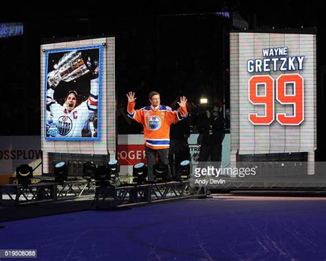 Wayne Gretzky Of The Edmonton Oilers Alumni Steps Onto The Ice For