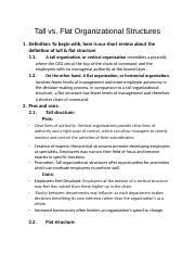 IB Big Assignment Docx Tall Vs Flat Organizational Structures Definition To Begin With