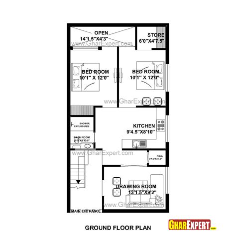 House Plan For 23 Feet By 45 Feet Plot Plot Size 115square Yards