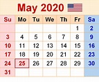 May 2020 Calendar Printable - Editable Templates