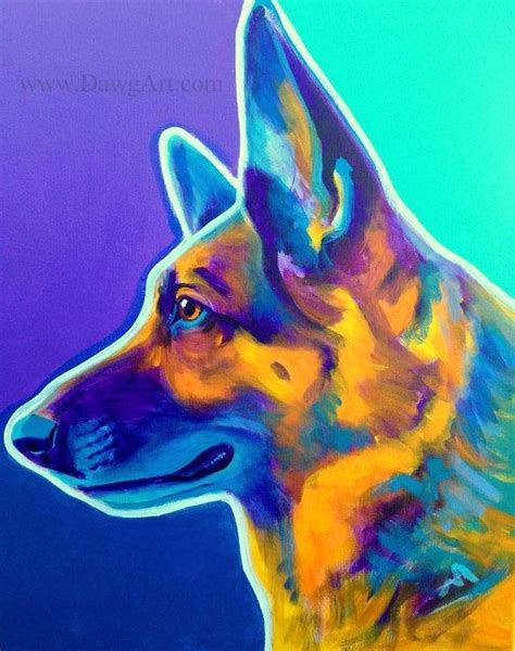 Print Of Colorful German Shepherd Painting By Alicia Vannoy Call Free