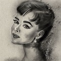 Audrey Hepburn 200219, freehand portrait drawing, iPadMini5, charcoal ...