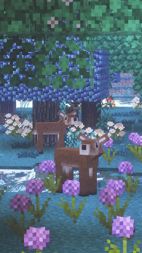 Download Minecraft Aesthetic Flowers And Trees Wallpaper