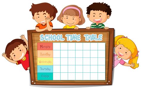 Timetable School Planning With Children Around Wooden Board 684991