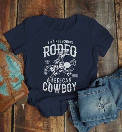 Womens Rodeo T Shirt American Cowboy Shirts Western Etsy