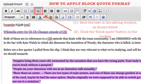 The html element (or html block quotation element) indicates that the enclosed text is an extended quotation. HOW TO - Apply Block Quote Format in a Blog Post | Digital Writing 101