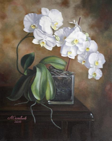 Still Life With Orchid Painting By Leonid Soloviev Pixels