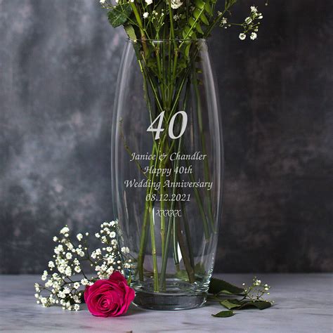 Personalised Glass Vase For Th Ruby Wedding Anniversary Gifts Ideas