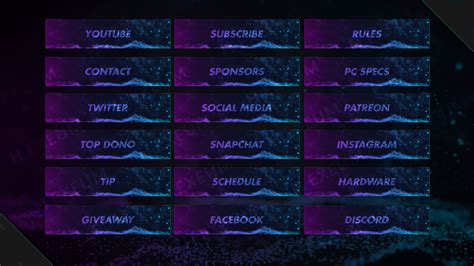 Stellar Purple And Blue Twitch Overlay Animated Package Hexeum