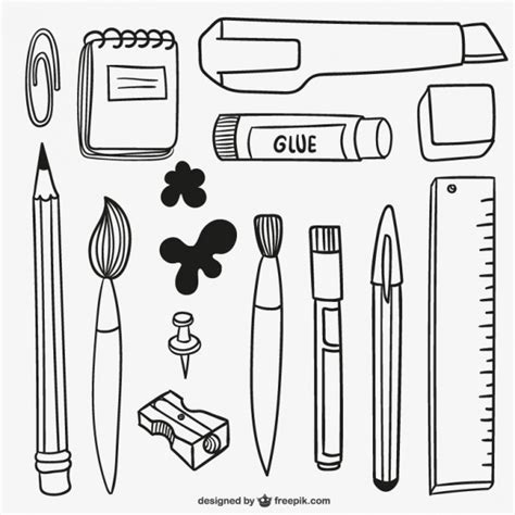 Hand Drawn School Materials How To Draw Hands Art School Supplies