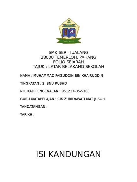 Sejarah indonesia / kementerian pendidikan dan kebudayaan. folio sejarah tingkatan 2 smk seri tualang