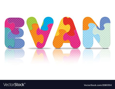Evan Written With Alphabet Puzzle Royalty Free Vector Image