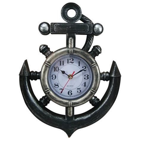 Buy Ship Wheel And Anchor Wall Clock 15 Inch Nautical Theme Decor An