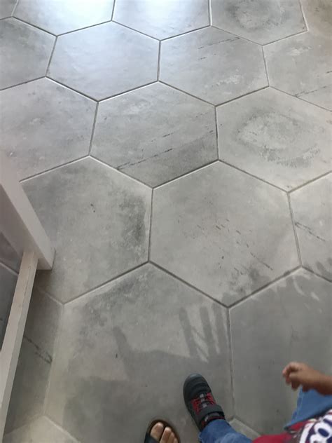 Gray Hexagon Floor Tile Kitchen Wynona Puente