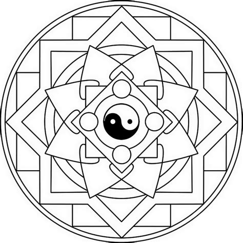 Mandala With Yin Yang Coloring Page Colouringpages